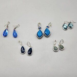 Costume Jewelry Teardrop Earrings Bundle of 5 Nine West Blue Silver